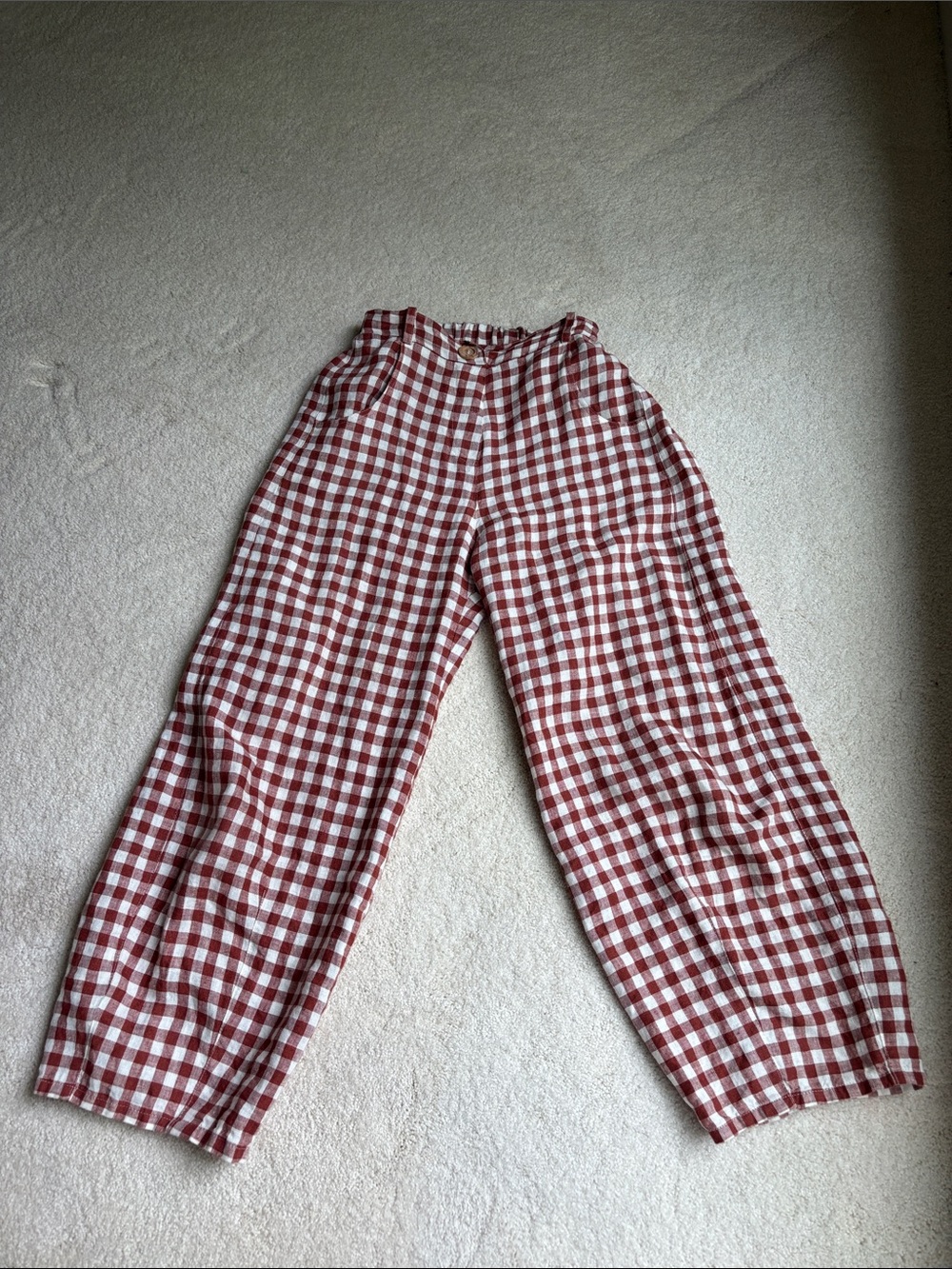 Linenfox Terracotta Gingham Frankie Pants
